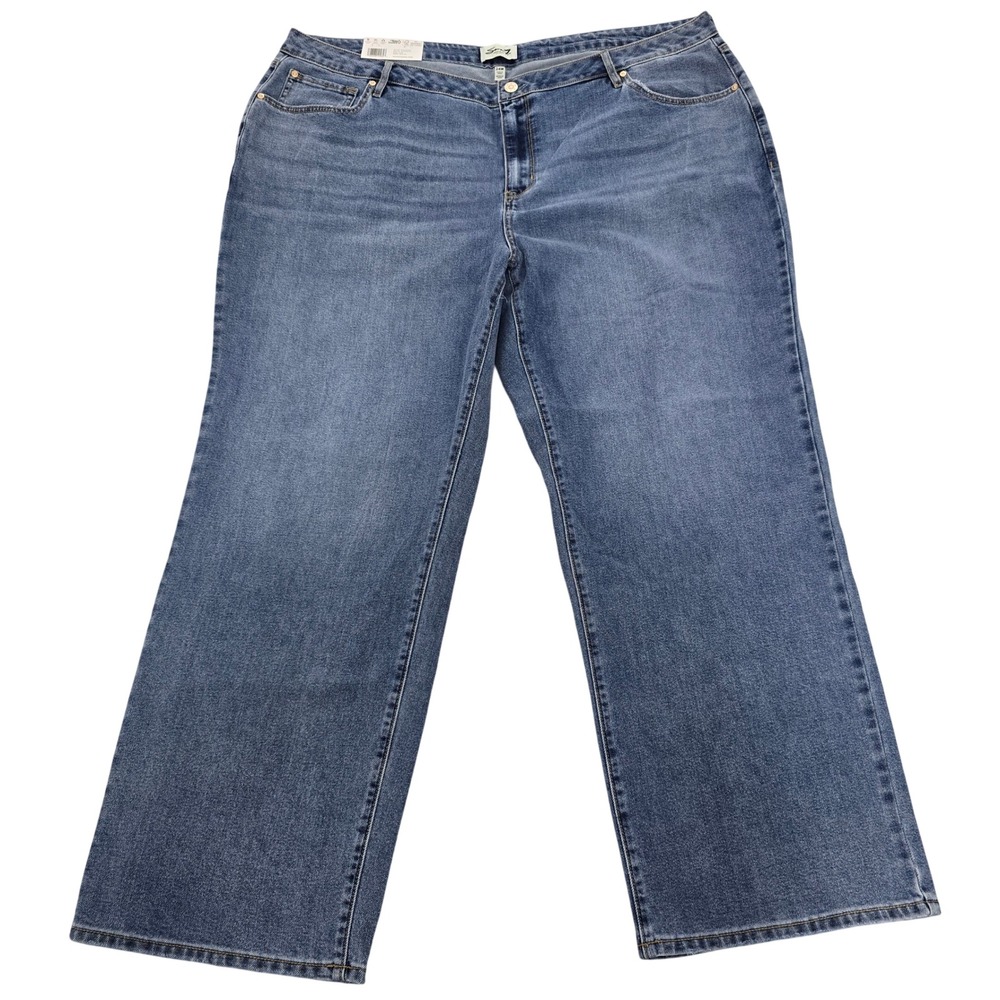 Seven7‎ Women 24W Loose Straight Jeans High Rise Authentic Blue SX10341DE NWT